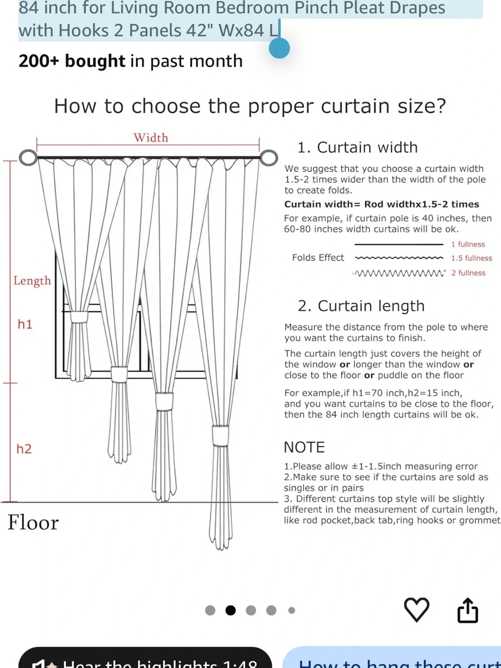 Vision Home Pinch Pleat Sheer Curtain Natural 42x84